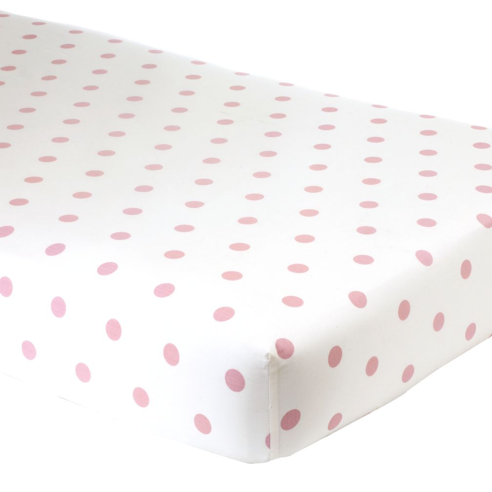 Crib Fitted Sheet (Pink Dot)